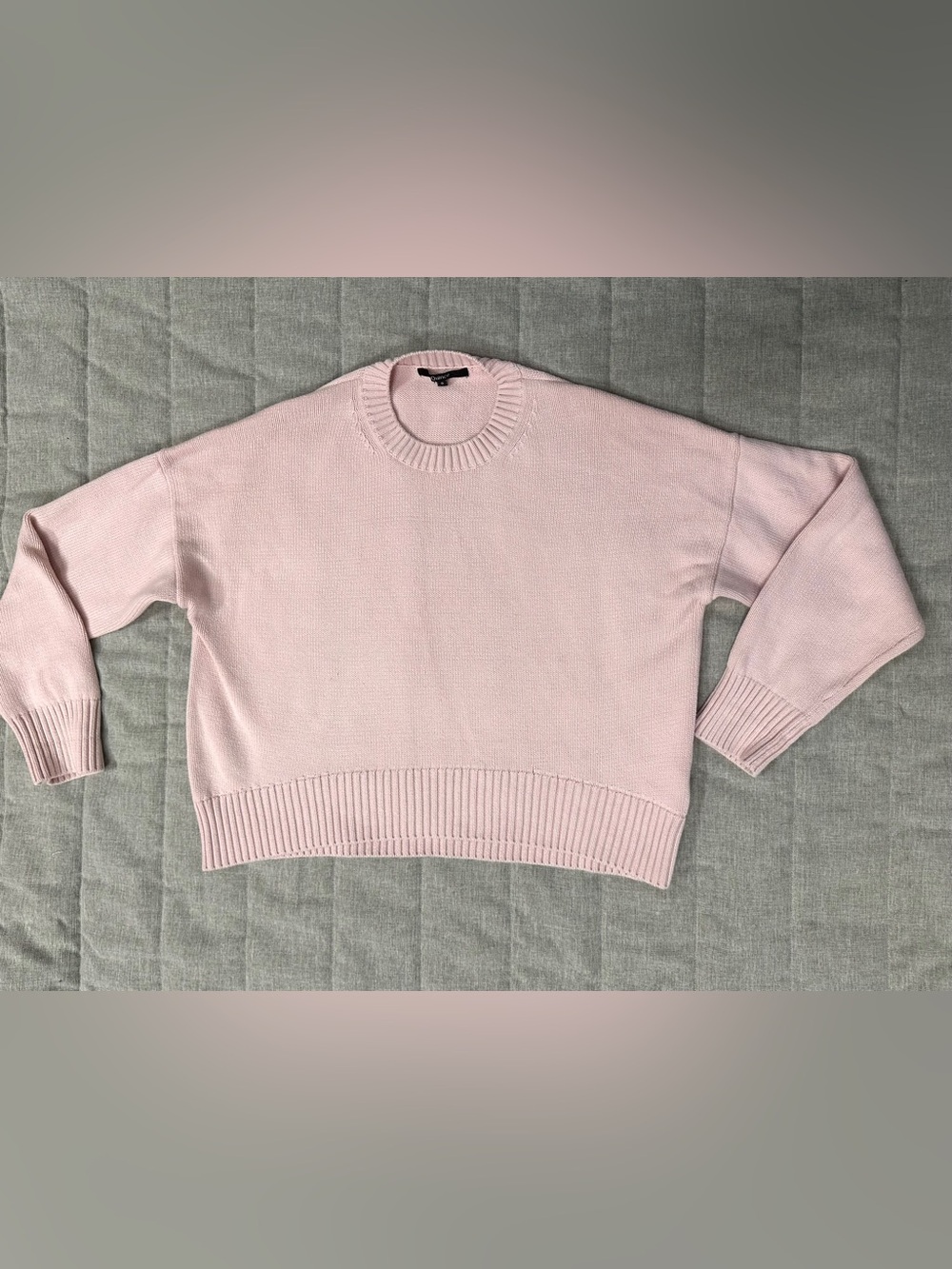 Quince Boyfriend Crew Neck Sweater Womens Small Pale Pink 100% Organic Cotton